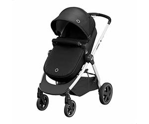 Maxi-Cosi Compatible - Zelia2 Strollers - Essential Black (Grey Alu Frame + Black Leather)