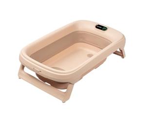 Maxi-Cosi Indigo Baignoire Pliable Bébé, 0-4 Ans, Baignoire Enfant Spacieuse, Thermomètre HighSense Intégré, Antidérapante, Crochet de Suspension Rétractable, Pliage à Plat, Muted Terra