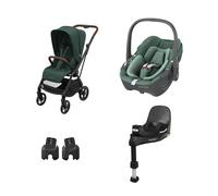 Maxi-Cosi Leona² + adaptateurs + Pebble 360 + base FamilyFix 360 - Twillic Green