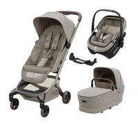 MAXI COSI - Poussette Trio Fame Cabin + Siège auto Coral Slide Pro + Nacelle Cabin Cot Sapphire Sand