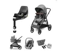 Maxi-Cosi Zelia S Trio, Poussette Trio 3 en 1 + Base FamilyFix360, 0-22 kg | Système de Voyage Poussette Bébé, 0-4 Ans, Siège Auto CabrioFix S i-Size, Base Pivotante FamilyFix360, Gris + Noir