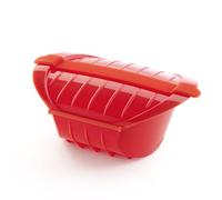 Maxi cuiseur à vapeur micro-ondes 3-4p, silicone platine, rouge