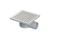 Maxi-Flow Robinet de douche carré 150 x 150 mm Diamètre de sortie latérale 50 mm Diamètre du sol carré Siphon de sol Siphon de sol
