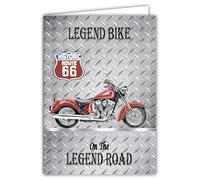 MAXI GRANDE CARTE XL 22x31cm Moto ROUTE 66 Licence Officielle Legend Bike on the Legend Road - Intérieur Blanc 44x31cm - Avec Enveloppe - Fabriqué en France - Pour Départ en Retraite ou Anniversaire