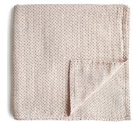 mushie Couverture D'emmaillotage en Mousseline pour Bébé | Naissance 0-3 Mois | Coton Organique | Gigoteuse pour Bébé | Prélavée | Couverture de Réception | Fabriquée au Danemark | Caramel Polka Dots