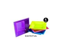 Maxi Lot de 4 assiettes carrées assorties 170 mm