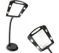 FISHTEC - Loupe sur Pied 5X avec 12 LED 50 Lumens - Tige Flexible 100 cm - Grande Lentille 25,5x19 cm - Lecture Couture Bricolage - Lumière Blanche 6500K - Éclairage Puissant Noir