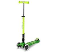 MICRO Maxi Deluxe Trottinette Pliable à LED Fluo - Hauteur réglable et Pliable - L'original - Roues LED - Pliable - pour garçons et Filles de 5 à 10 Ans - Vert Parrot