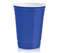 Maxi Products - Lot de 100 gobelets bicolores en plastique réutilisables, bleu-blanc, 450 cm³ - Verres recyclables - Tasses américaines - Jeu de bière - Verres à bière - Fêtes, célébrations - Beer