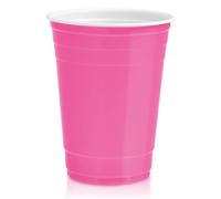 Maxi Products - Lot de 100 gobelets bicolores en plastique réutilisables rose/blanc - 450 cc - Verres recyclables - Tasses américaines - Jeu de bière - Verres à bière - Fêtes, célébrations - Beer Pong