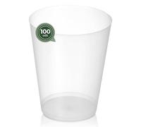 Maxi Products - Lot de 100 gobelets larges en plastique réutilisables transparents - 480 cc - Verres recyclables - Plastique souple incassable - Fêtes, événements et célébrations - Gobelet large