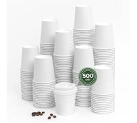 Maxi Products Take AWAY Lot de 500 gobelets jetables en carton blanc + couvercle blanc 200 ml