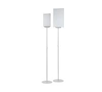 Maxi-XT-New Support pour affiche de sol avec pochette en acrylique DIN A3 / Hauteur réglable/Support pour affiches/Plaque de base en métal/Gris