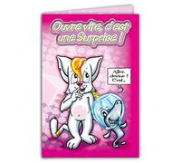 MAXICHA-004 Maxi Grande Carte Géante Joyeux Anniversaire à la plus Belle Humoristique Drole Chat Chaton Cadeau Bouquet de Fleurs Charlestown Illustration