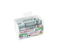 Pentel Brosse pour tableau blanc Maxiflo + 4 marqueurs à pointe conique large Noir/Bleu/Rouge/Vert