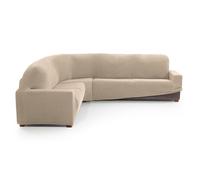 MAXIFUNDAS FUNDAS DE SOFA & CHAISE LONGUE. Housse de canapé d'angle Relive Couleur Beige. Housse de Protection Super élastique pour canapé d'angle.
