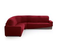MAXIFUNDAS FUNDAS DE SOFA & CHAISE LONGUE. Housse de canapé d'angle Relive Couleur Rouge. Housse de Protection Super élastique pour canapé d'angle.