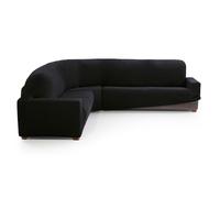 MAXIFUNDAS FUNDAS DE SOFA & CHAISE LONGUE. Housse de canapé d'angle Relive de Couleur Noire. Housse de Protection Super élastique pour canapé d'angle.