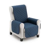 MAXIFUNDAS Housse de Fauteuil Rembourré Réversible 1 Place/Relax- Housse de Fauteuil Extra Doux Bleu/Gris Clair - Housse de Protection Fauteuil avec Bandes élastiques de Maintien - Couvre Fauteuil