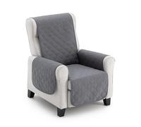 MAXIFUNDAS Housse de Fauteuil Rembourré Réversible 1 Place/Relax- Housse de Fauteuil Extra Doux Gris/Gris Clair - Housse de Protection Fauteuil avec Bandes élastiques de Maintien - Couvre Fauteuil