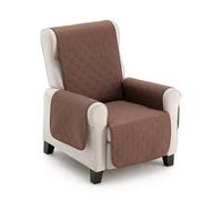 MAXIFUNDAS Housse de Fauteuil Rembourré Réversible 1 Place/Relax- Housse de Fauteuil Extra Doux Marron/Beige - Housse de Protection Fauteuil avec Bandes élastiques de maintien - Couvre Fauteuil Modèle