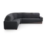 MAXIFUNDAS | Housse Extensible pour Canapé d’Angle | Modèle Relive | Haute élasticité et Ajustement Parfait | Couleur Gris Foncé | Fabrication Espagnole