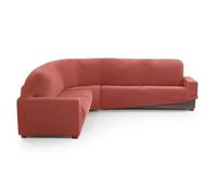 MAXIFUNDAS | Housse Extensible pour Canapé d’Angle | Modèle Relive | Haute élasticité et Ajustement Parfait | Couleur Corail | Fabrication Espagnole