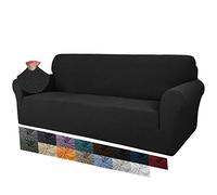 MAXIJIN Creative Jacquard Housse de canapé Extra Large pour 3 ou 4 Places, Super Extensible et antidérapante pour Chiens et Animaux domestiques (4 Places, Noir)
