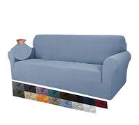 MAXIJIN Creative Jacquard Housse de canapé Extra Large pour 3 ou 4 Places, Super Extensible et antidérapante pour Chiens et Animaux domestiques (4 Places, Bleu Clair)