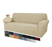 MAXIJIN Creative Jacquard Housse de canapé Extra Large pour 3 ou 4 Places, Super Extensible et antidérapante pour Chiens et Animaux domestiques (4 Places, Beige Clair)