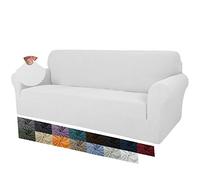 MAXIJIN Creative Jacquard Housse de canapé Extra Large pour 3 ou 4 Places, Super Extensible et antidérapante pour Chiens et Animaux domestiques (4 Places, Blanc)
