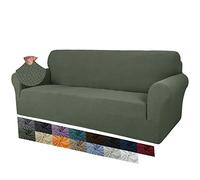 MAXIJIN Creative Jacquard Housse de canapé Extra Large pour 3 ou 4 Places, Super Extensible et antidérapante pour Chiens et Animaux domestiques (4 Places, Vert Armée)