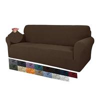 MAXIJIN Creative Jacquard Housse de canapé Extra Large pour 3 ou 4 Places, Super Extensible et antidérapante pour Chiens et Animaux domestiques (4 Places, Café Foncé)