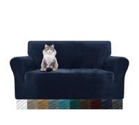 MAXIJIN Housse de canapé en Velours 2 Places Housses de Causeuse antidérapantes Extensibles pour Salon Chat en Peluche Love Seat Housse de Protection de Meubles élastique (2 Place, Bleu Marine)