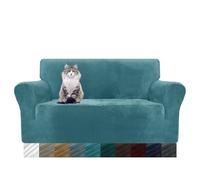 MAXIJIN Housse de canapé en Velours 2 Places Housses de Causeuse antidérapantes Extensibles pour Salon Chat en Peluche Love Seat Housse de Protection de Meubles élastique (2 Place, Bleu Paon)
