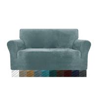 MAXIJIN Housse de canapé en Velours 2 Places Housses de Causeuse antidérapantes Extensibles pour Salon Chat en Peluche Love Seat Housse de Protection de Meubles élastique (2 Place, Bleu Pâle)