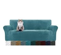 MAXIJIN Housse de canapé en Velours épais 3 Places Housse de canapé Super Extensible pour Chiens Cat Pet Friendly 1-Piece Elastic Furniture Protector (3 Place, Bleu Paon)
