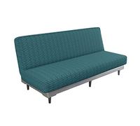 MAXIJIN Housse de canapé Extensible 3 Places sans accoudoirs, Housse de canapé-lit Pliante réglable, Housse de futon Amovible Universelle pour Salon (Bleu Paon)