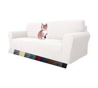 MAXIJIN Housse de canapé Extensible pour canapé 3 Places, 1 pièce Housses de canapé universelles Salon Jacquard Meubles Protecteur Chiens Pet Friendly Fitted Couch Housse (3 Places, Blanc)