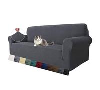 MAXIJIN Housse de canapé Extensible pour canapé 3 Places, 1 pièce Housses de canapé universelles Salon Jacquard Meubles Protecteur Chiens Pet Friendly Fitted Couch Housse (3 Places, Gris)