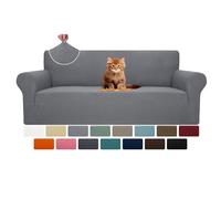 MAXIJIN Housse de canapé super extensible pour 3 coussins - 1 pièce - Housse de canapé universelle en jacquard Spandex - Protection de meubles pour chiens et animaux domestiques (taille L, gris clair)