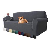 MAXIJIN Housse de canapé Super Extensible pour 3 Coussins - 1 pièce - Housse de canapé Universelle en Jacquard Spandex - Protection de Meubles pour Chiens et Animaux domestiques (Taille L, Gris)
