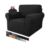 MAXIJIN Housse de Chaise Creative Jacquard pour Salon, Housses de Fauteuil antidérapantes Super Extensibles avec accoudoirs, Housse de canapé 1 pièce pour Chiens (1 Place, Noir)