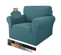 MAXIJIN Housse de Chaise Creative Jacquard pour Salon, Housses de Fauteuil antidérapantes Super Extensibles avec accoudoirs, Housse de canapé 1 pièce pour Chiens (1 Place, Bleu Paon)