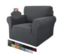 MAXIJIN Housse de Chaise Creative Jacquard pour Salon, Housses de Fauteuil antidérapantes Super Extensibles avec accoudoirs, Housse de canapé 1 pièce pour Chiens (1 Place, Gris Foncé)
