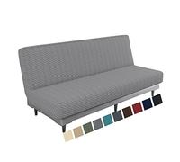 MAXIJIN Housse de protection de futon en jacquard extensible sans accoudoirs, de futon doux avec élastique en bas, épais et lavable en machine (gris clair)