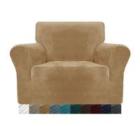MAXIJIN Housses de Chaise en Velours pour fauteuils Housse de canapé Extensible antidérapante 1 Place Chiens Salon 1 pièce Housse de Protection pour canapé (1 Place, Camel)