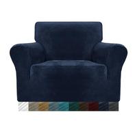 MAXIJIN Housses de Chaise en Velours pour fauteuils Housse de canapé Extensible antidérapante 1 Place Chiens Salon 1 pièce Housse de Protection pour canapé (1 Place, Bleu Marine)