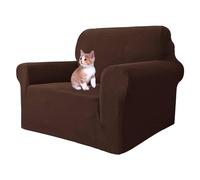 MAXIJIN Housses de Chaise Extensibles pour Salon, Housse de Chaise Universelle 1 pièce avec Bras Jacquard Protecteur de Chaise Chiens canapé canapé Housse de Fauteuil (1 Place, Café)