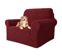 MAXIJIN Housses de Chaise Extensibles pour Salon, Housse de Chaise Universelle 1 pièce avec Bras Jacquard Protecteur de Chaise Chiens canapé canapé Housse de Fauteuil (1 Place, Vin Rouge)